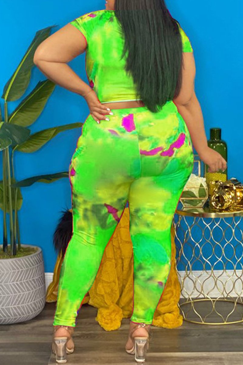 Rodress-freeshipping-plus-size-tie-dye-hole-short-sleeve-two-piece-sets