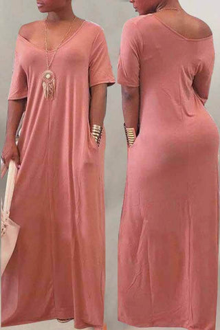 Casual Loose Pockets Design Maxi Dress