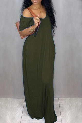 Casual Loose Pockets Design Maxi Dress