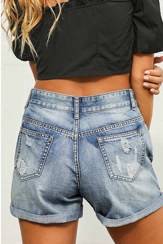 High Waist Lace-up Denim Shorts