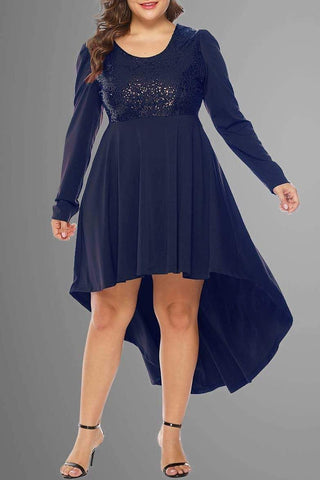 Plus Size Asymmetrical Sequined Dress