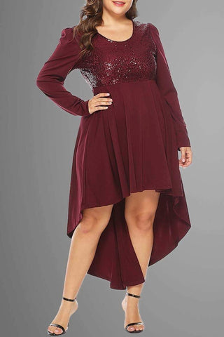 Plus Size Asymmetrical Sequined Dress