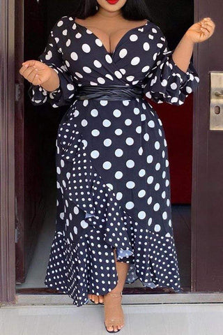 Sexy V-Neck Dot Print Dress