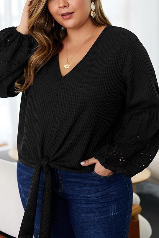 Loose Plus Size Lantern Sleeve Top