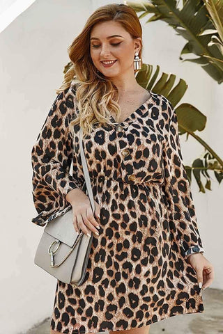 Sexy Leopard Print Long Sleeve Dress