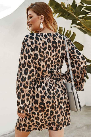 Sexy Leopard Print Long Sleeve Dress
