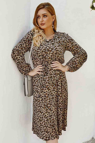 Fashion Leopard Print Plus Size Dress