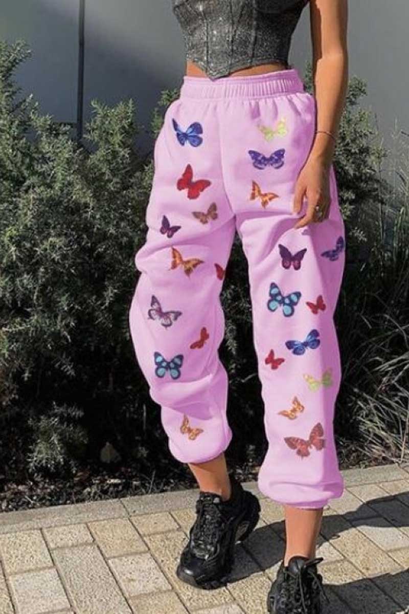 Fashin Butterfly Print Leisure Pants