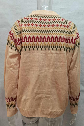 High Neck Straight Print Sweater