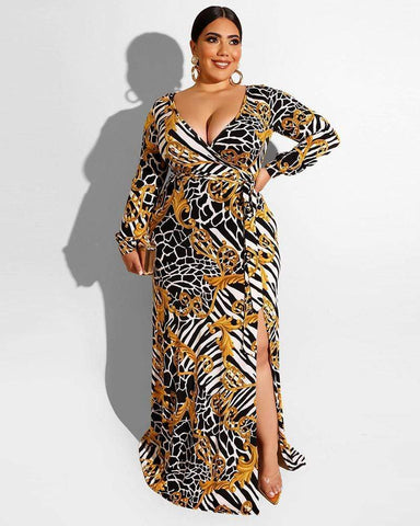 Sexy V-neck Print Dress