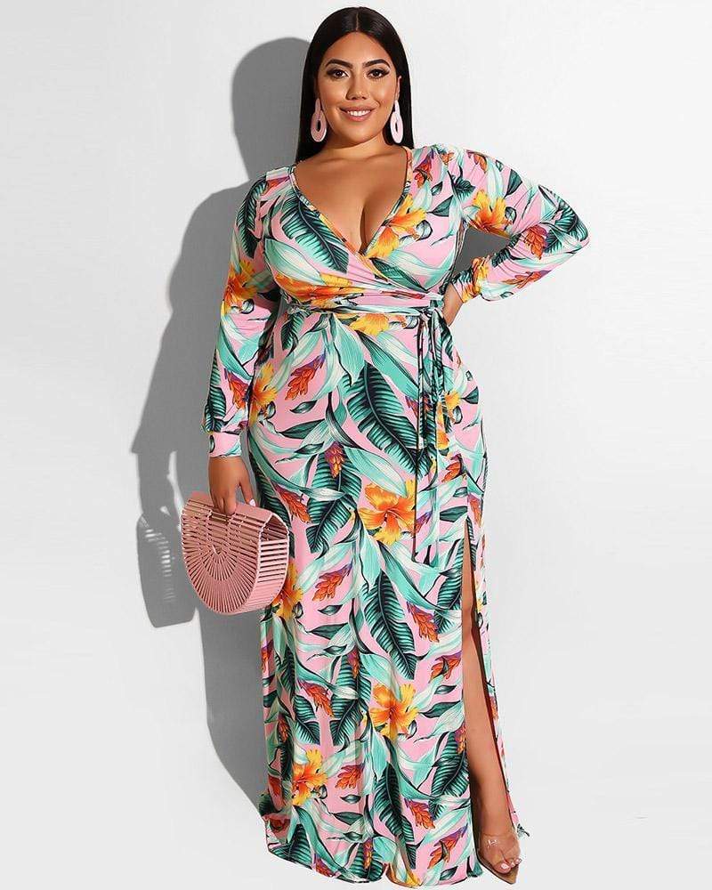Sexy V-neck Print Dress