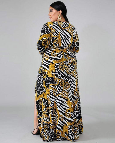 Sexy V-neck Print Dress