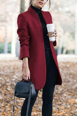 Elegant Fall Outfits Fashion Solid Color Stand-up Collar Coat