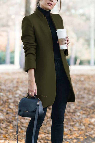 Elegant Fall Outfits Fashion Solid Color Stand-up Collar Coat