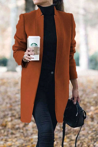 Elegant Fall Outfits Fashion Solid Color Stand-up Collar Coat