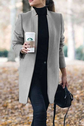 Elegant Fall Outfits Fashion Solid Color Stand-up Collar Coat