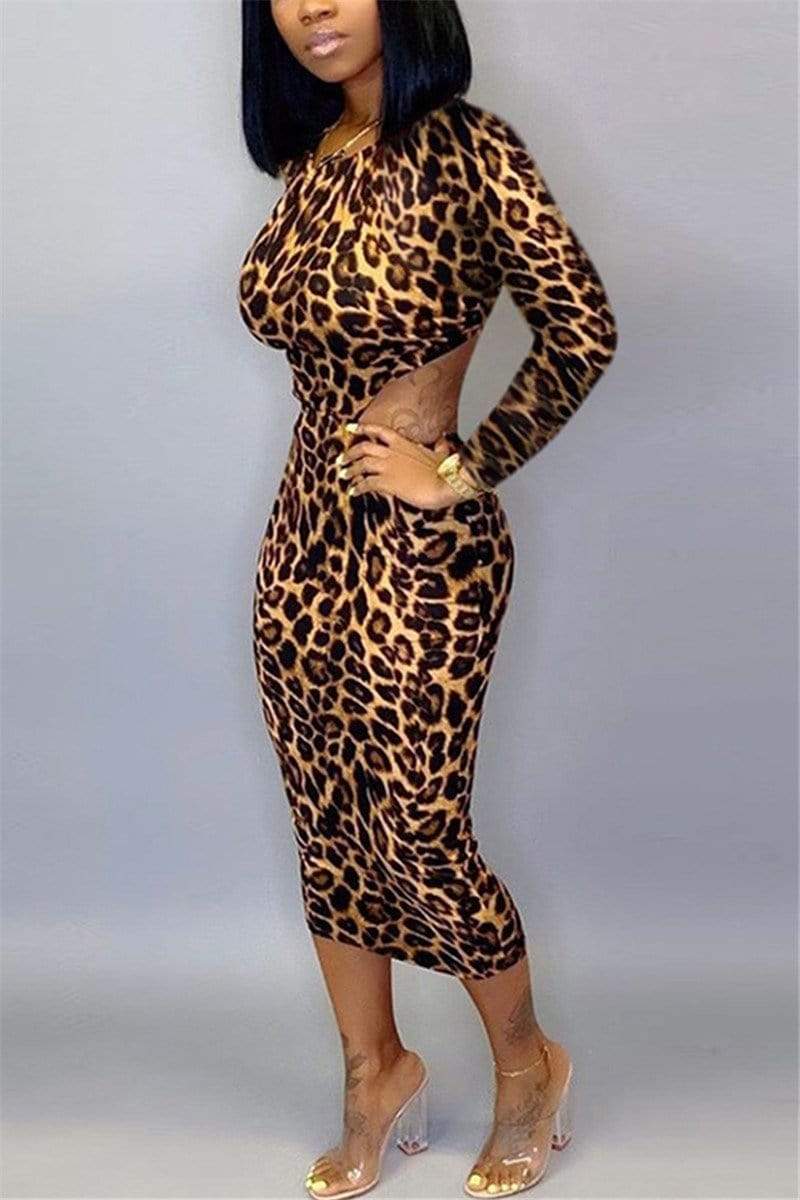 Sexy Backless Leopard Print Dress