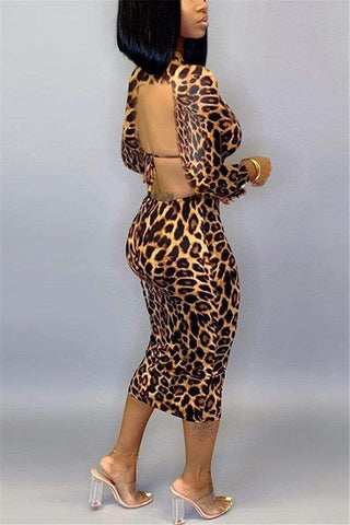 Sexy Backless Leopard Print Dress