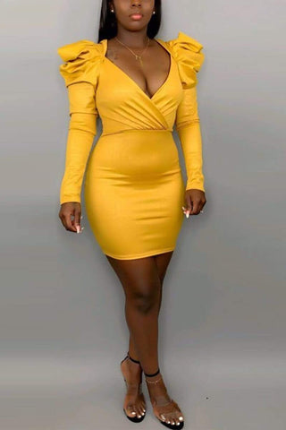 Sexy V Neck Long Sleeve Dress