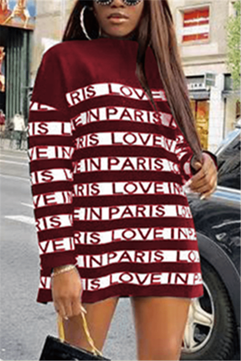 Fashion Casual Letters Print Dress