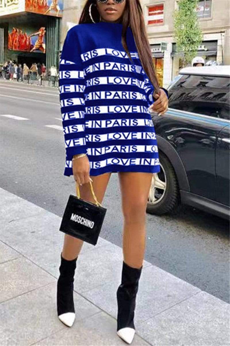 Fashion Casual Letters Print Dress