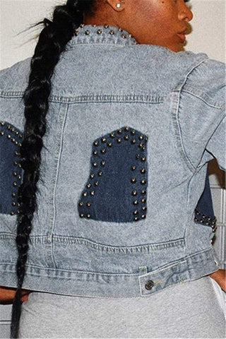 Sexy Fashion Beaded Denim Jacket