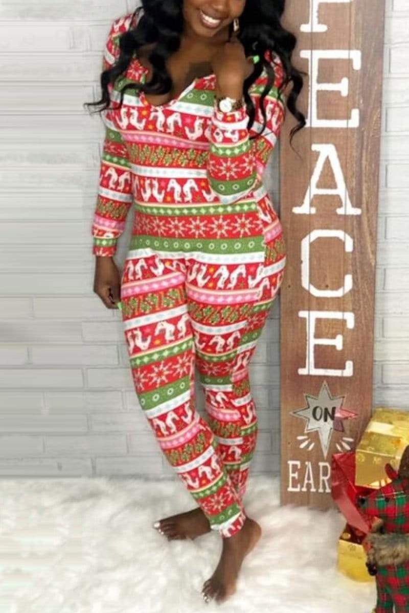 Fashion Sexy Christmas Print Jumpsuit