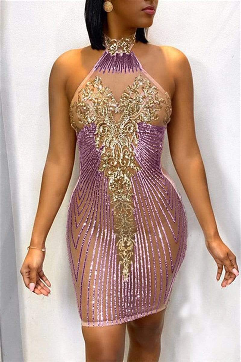 Fashion Sexy Off Shoulder Sequin Dress