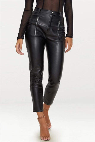 Fashion Casual Solid Color Zipper Trousers