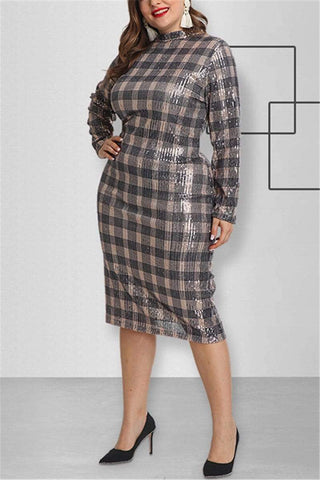 Fashion Plaid  Long Sleeve Dress