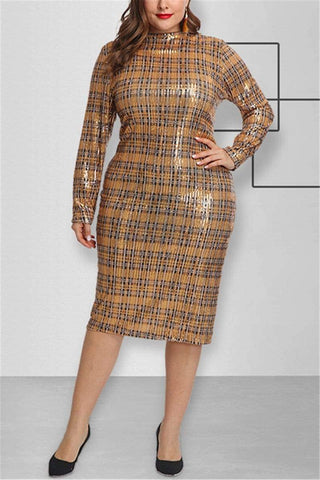 Fashion Plaid  Long Sleeve Dress