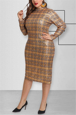 Fashion Plaid  Long Sleeve Dress