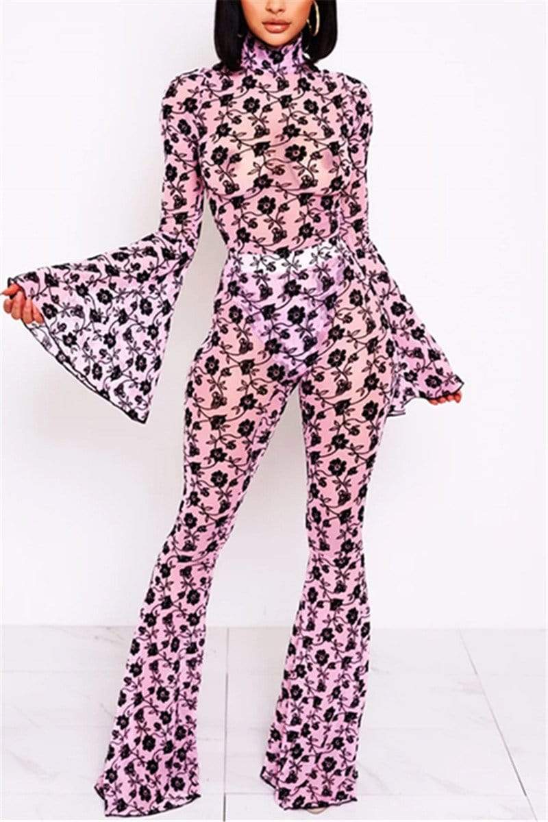 Fashion Print Long Sleeve Suit