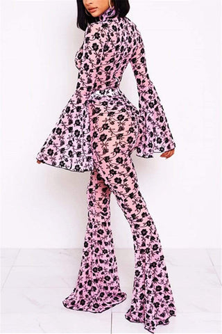 Fashion Print Long Sleeve Suit