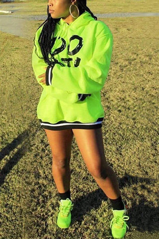 Fashion Casual Hooded Fluorescent Dress