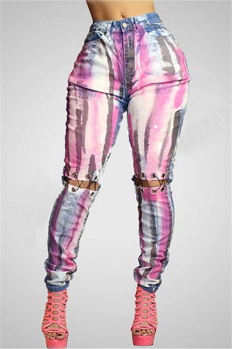Fashion Graffiti Digital Print Trousers