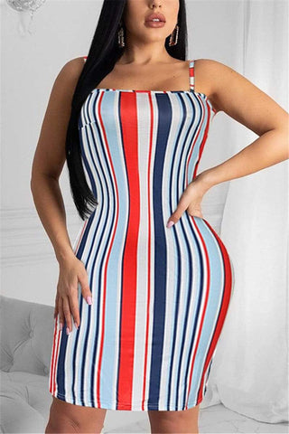 Sexy Striped Multicolor Sling Dress