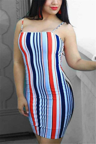 Sexy Striped Multicolor Sling Dress