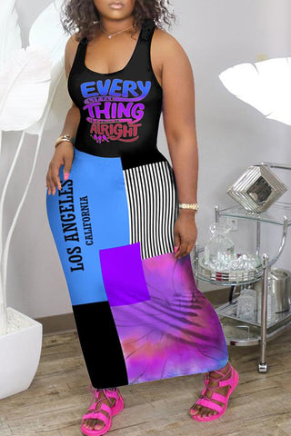 Free-shipping-online-clothing-sale-ankle-length-sleeveless-modern-graphic-print-u-collar-casual-wear-dress-l1042