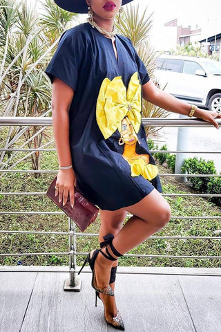 Free-shipping-online-clothing-sale-regular-short-sleeve-stylish-character-baggy-casual-wear-dress-l1054