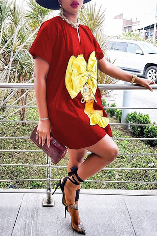 Free-shipping-online-clothing-sale-regular-short-sleeve-stylish-character-baggy-casual-wear-dress-l1054