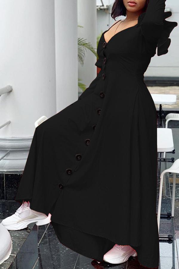 Free-shipping-online-clothing-sale-multi-length-long-sleeve-stylish-solid-color-strappy-single-breasted-dress-l1904