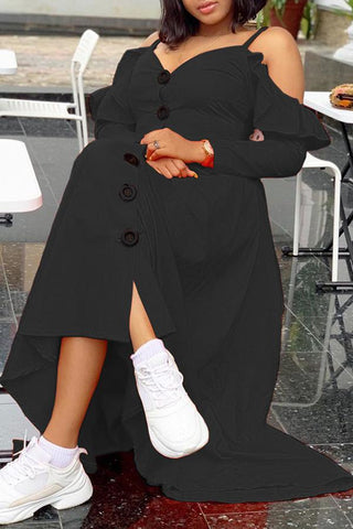 Free-shipping-online-clothing-sale-multi-length-long-sleeve-stylish-solid-color-strappy-single-breasted-dress-l1904