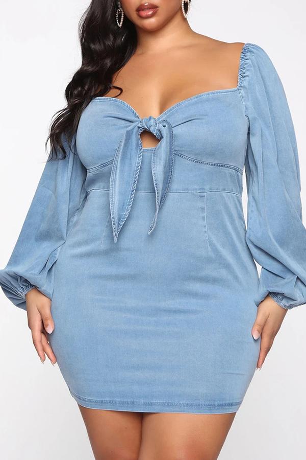 Free-shipping-online-clothing-sale-short-long-sleeve-smart-solid-color-square-collar-knotted-dress-m1800