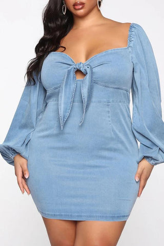 Free-shipping-online-clothing-sale-short-long-sleeve-smart-solid-color-square-collar-knotted-dress-m1800