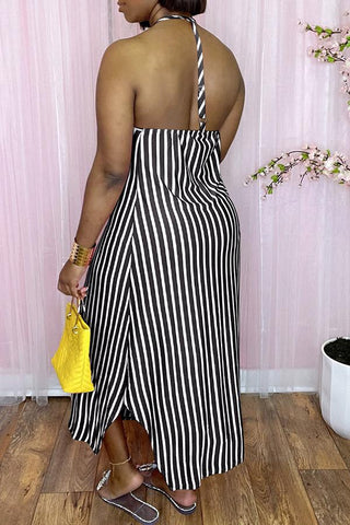 Free-shipping-online-clothing-sale-ankle-length-sleeveless-casual-striped-round-neck-casual-wear-dress-x1277
