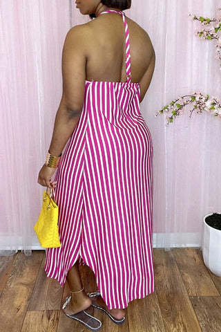 Free-shipping-online-clothing-sale-ankle-length-sleeveless-casual-striped-round-neck-casual-wear-dress-x1277