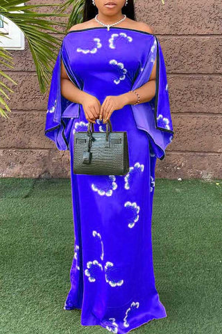 Pretty Off Shoulder Ruffle Sleeve Maxi Dress