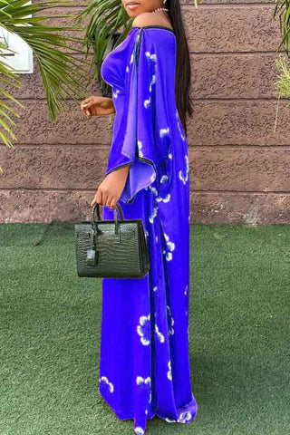 Pretty Off Shoulder Ruffle Sleeve Maxi Dress