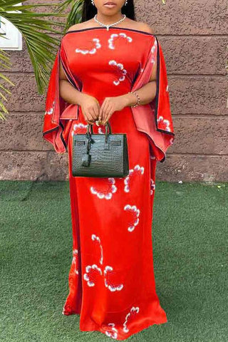 Pretty Off Shoulder Ruffle Sleeve Maxi Dress